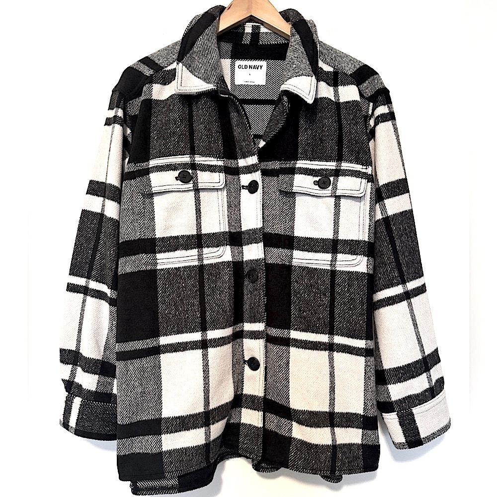 Old Navy NWOT Black and White Plaid Shacket
